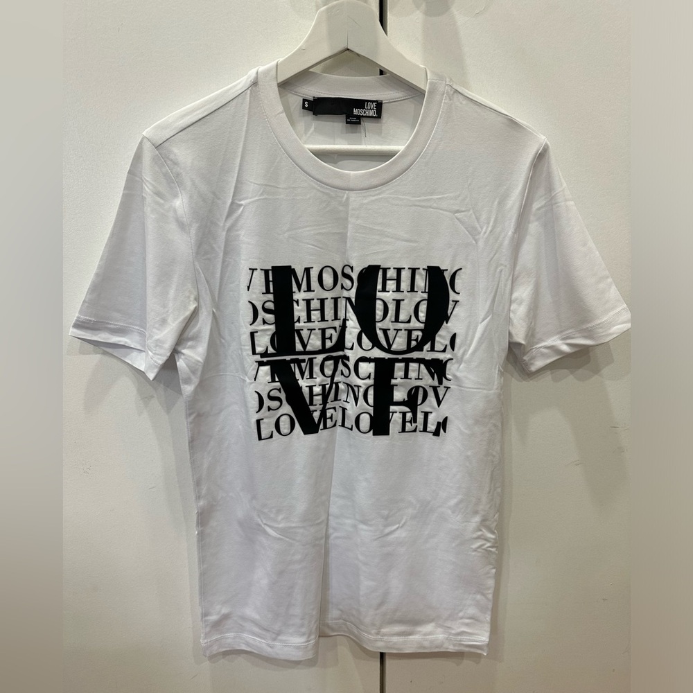 LOVE MOSCHINO WHITE Top Women T-Shirt NEW WITHOUT TAG Size S.